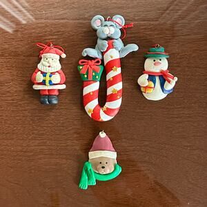 Set of 4 Vintage Christmas Ornaments – Foam/Soft Plastic